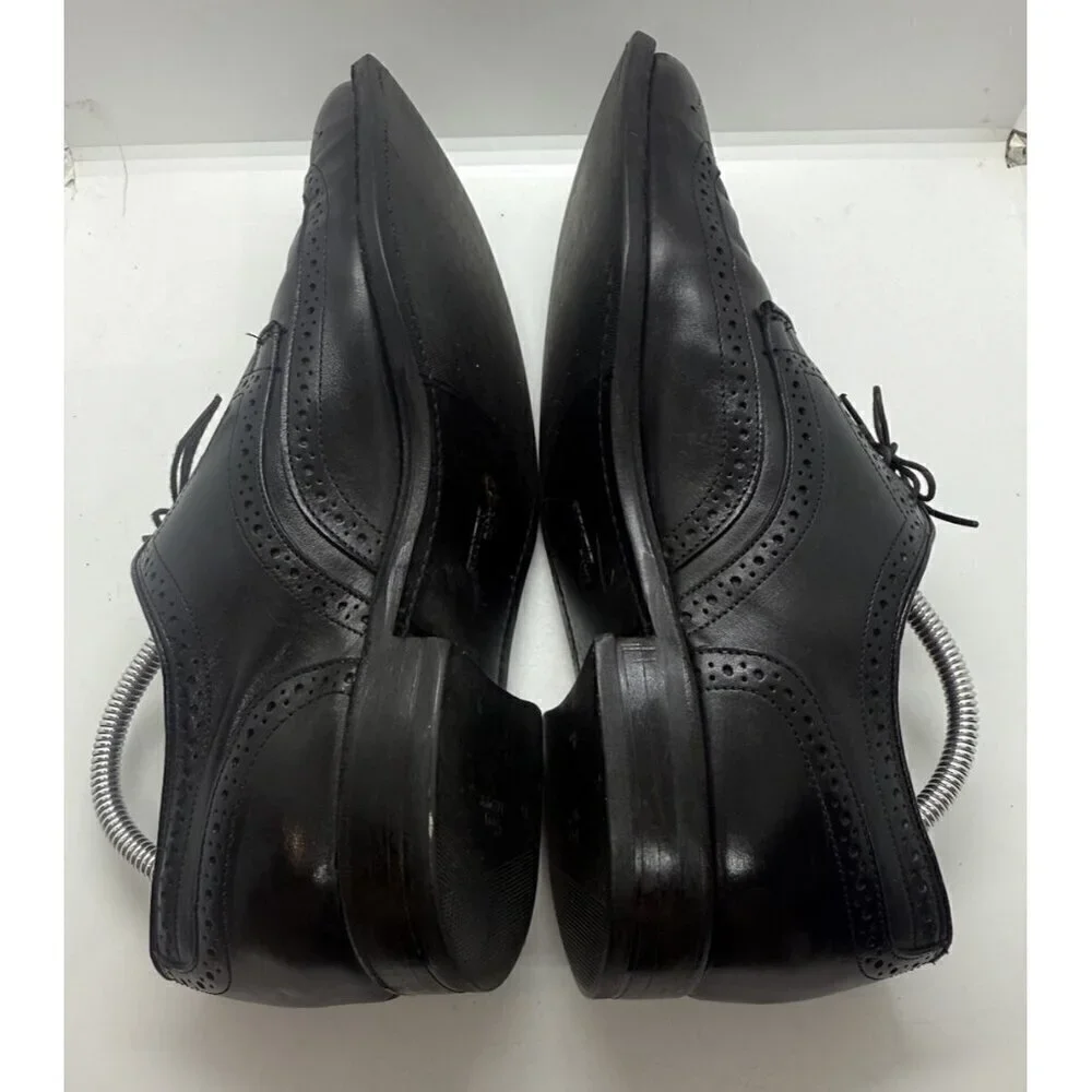 ALLEN EDMONDS Lombard Black Leather Wingtip Brogue Derby Shoes Men's Sz US 10.5D